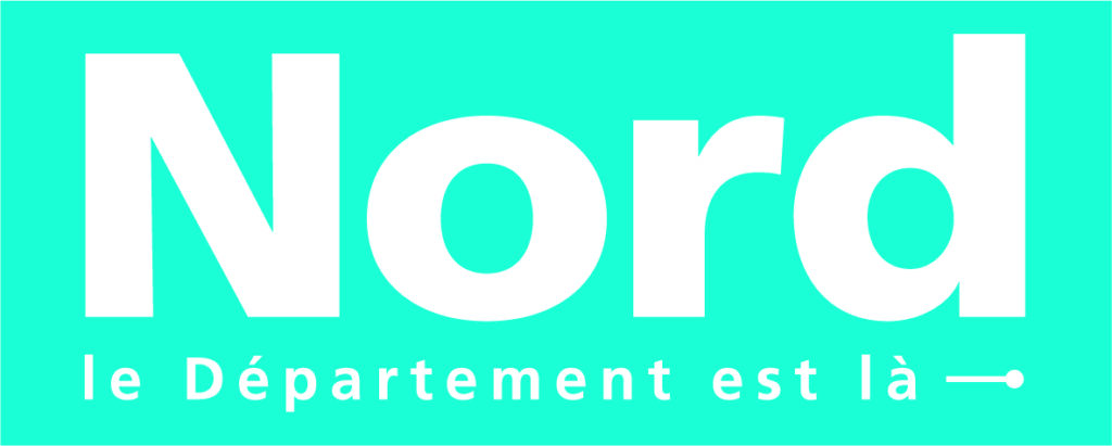 Logo turquoise avec l’inscription « Nord – le Département est là ».