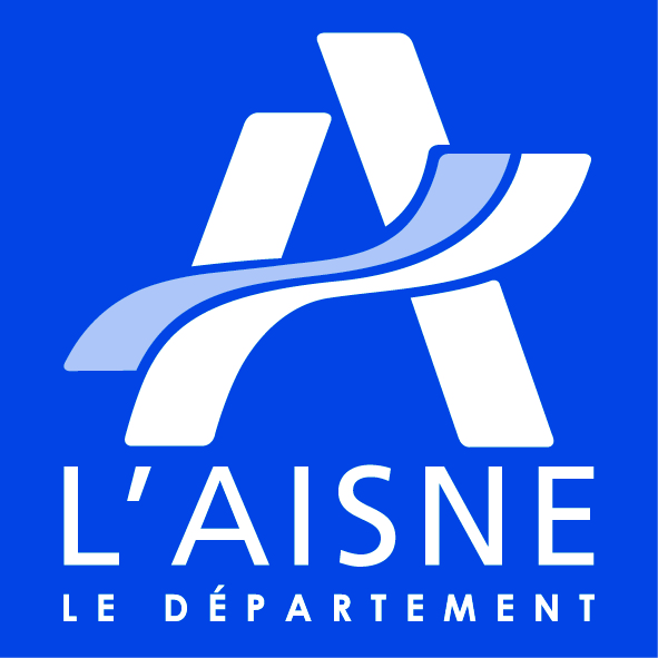 Logo du Département de l’Aisne avec un « A » stylisé sur fond bleu.