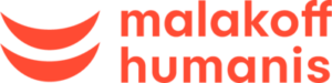 Logo Malakoff Humanis, composé de deux croissants rouges et du nom de l’entreprise en lettres minuscules.