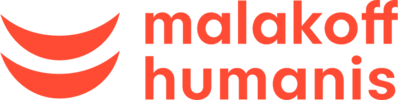 Logo Malakoff Humanis, composé de deux croissants rouges et du nom de l’entreprise en lettres minuscules.