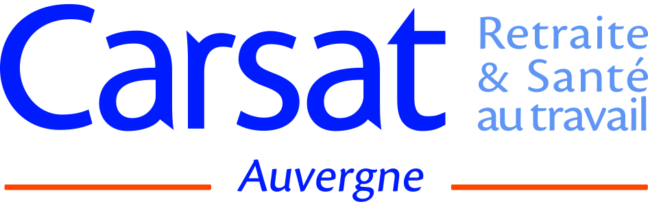 Logo de la Carsat Auvergne avec la mention « Retraite & Santé au travail » et traits orange.