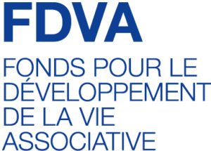 Logo du FDVA en lettres bleues avec l’intitulé complet « Fonds pour le Développement de la Vie Associative ».