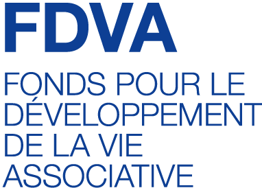 Logo du FDVA en lettres bleues avec l’intitulé complet « Fonds pour le Développement de la Vie Associative ».