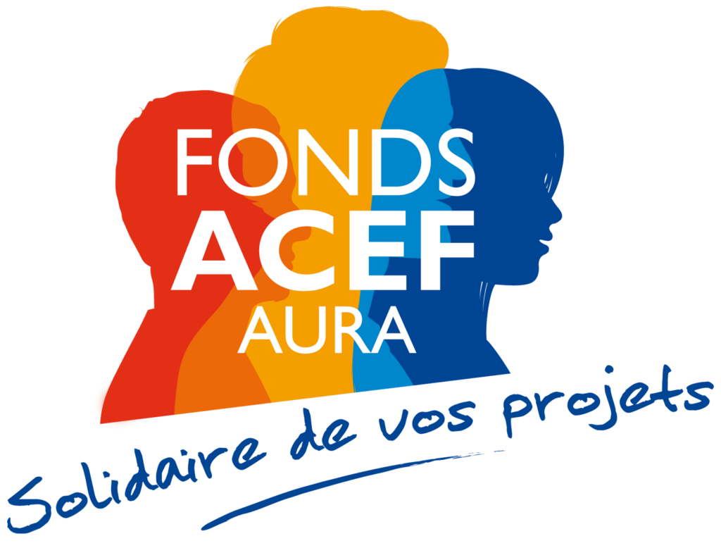 Logo du Fonds ACEF AURA avec silhouettes colorées et slogan