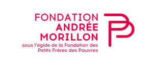 Logo de la Fondation Andrée Morillon avec le monogramme FP et le nom en rouge.