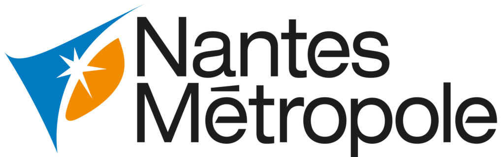 Logo de Nantes Métropole avec un symbole graphique bleu et orange et le nom "Nantes Métropole" en lettres noires.