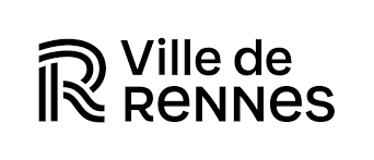 Logo de la Ville de Rennes avec un symbole graphique en forme de R stylisé à gauche et le nom "Ville de Rennes" à droite.