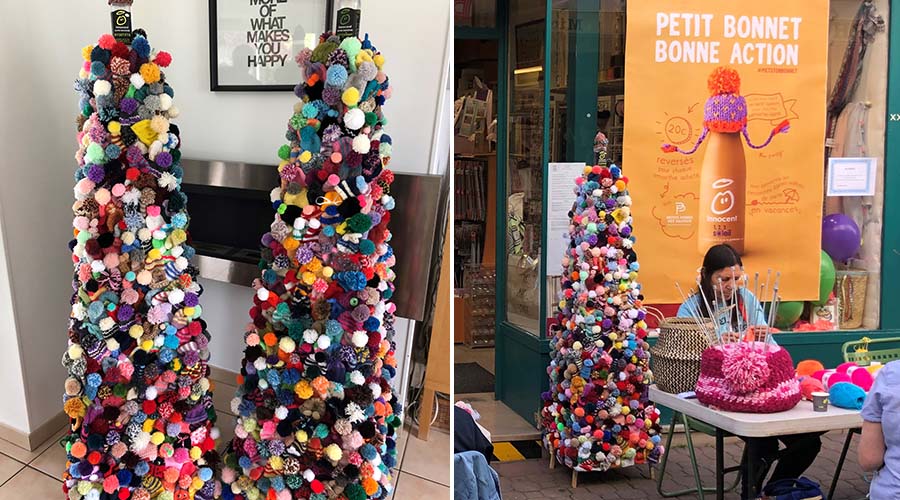 Une idée de sapin alternatif avec des petits bonnets en laine... © Petits Frères des Pauvres