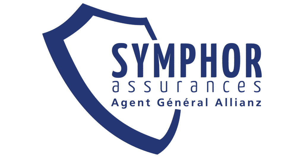 Logo Symphor Assurances, Agent Général Allianz, représentant un bouclier bleu marine stylisé encadrant le nom de l'entreprise.