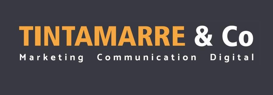 Logo de Tintamarre & Co avec texte orange et blanc sur fond noir