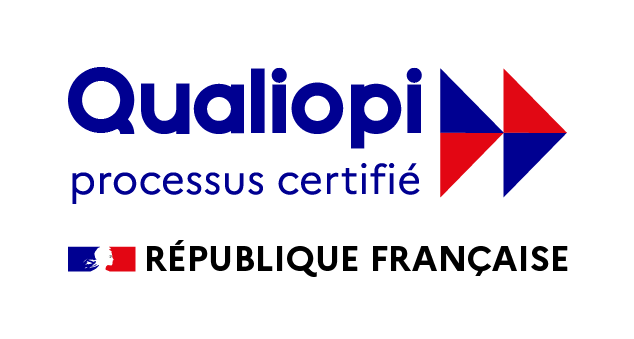 Logo de la certification Qualiopi, avec la mention "processus certifié" et le logo de la République française.