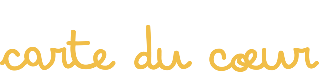 Titre « Envoyez votre carte du cœur », composé des mots « ENVOYEZ VOTRE » en lettres capitales blanches et « carte du cœur » en typographie manuscrite jaune doré.